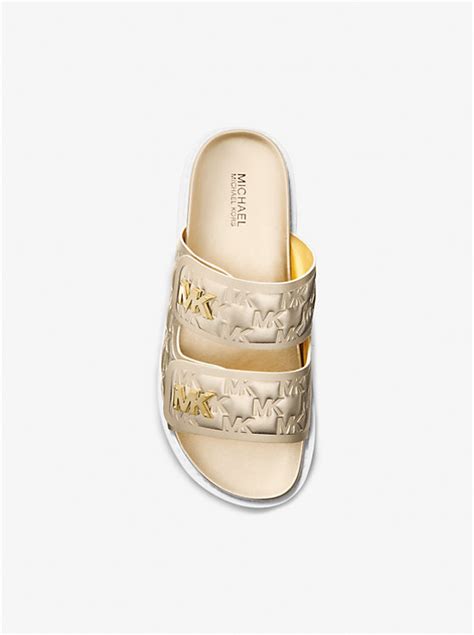 Stark Metallic Logo Embossed Slide Sandal 